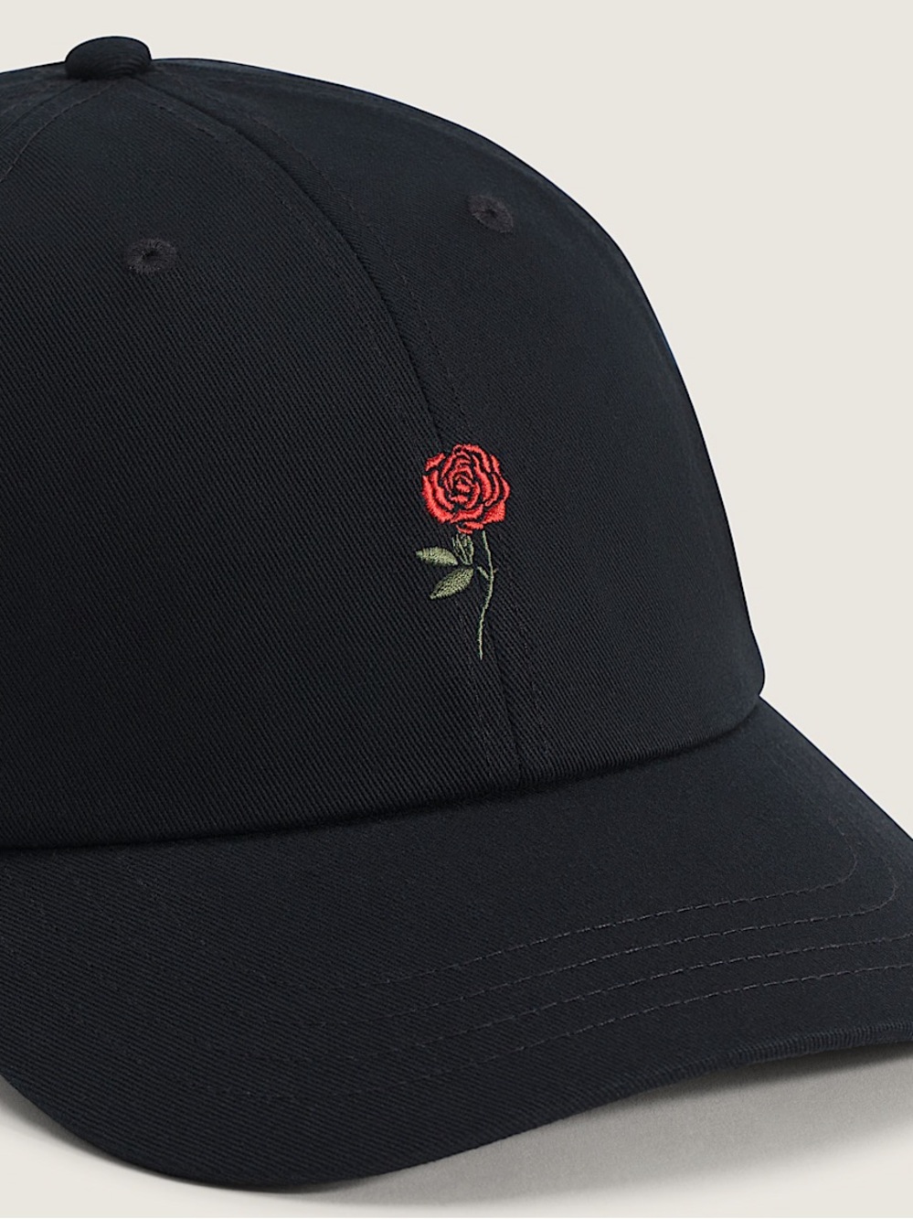 Vans Black Cap with Red Rose Embroidery